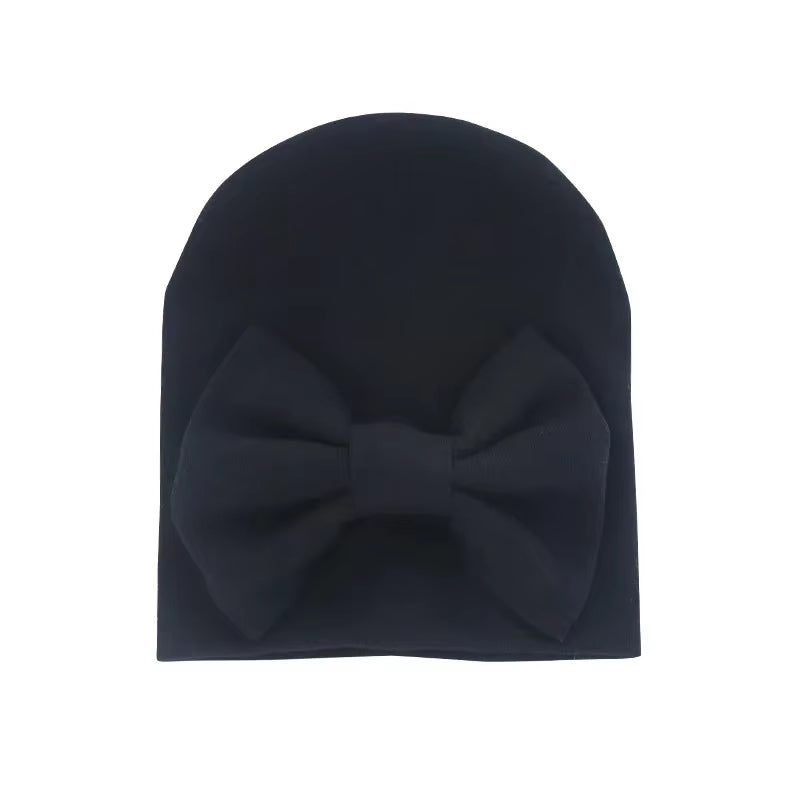 2020 Baby Girl Hat with Bow Cotton Warm Newborn Caps Infant Beanie Baby Stuff Accessories Solid Bowknot Cap for Girls Kid Hats