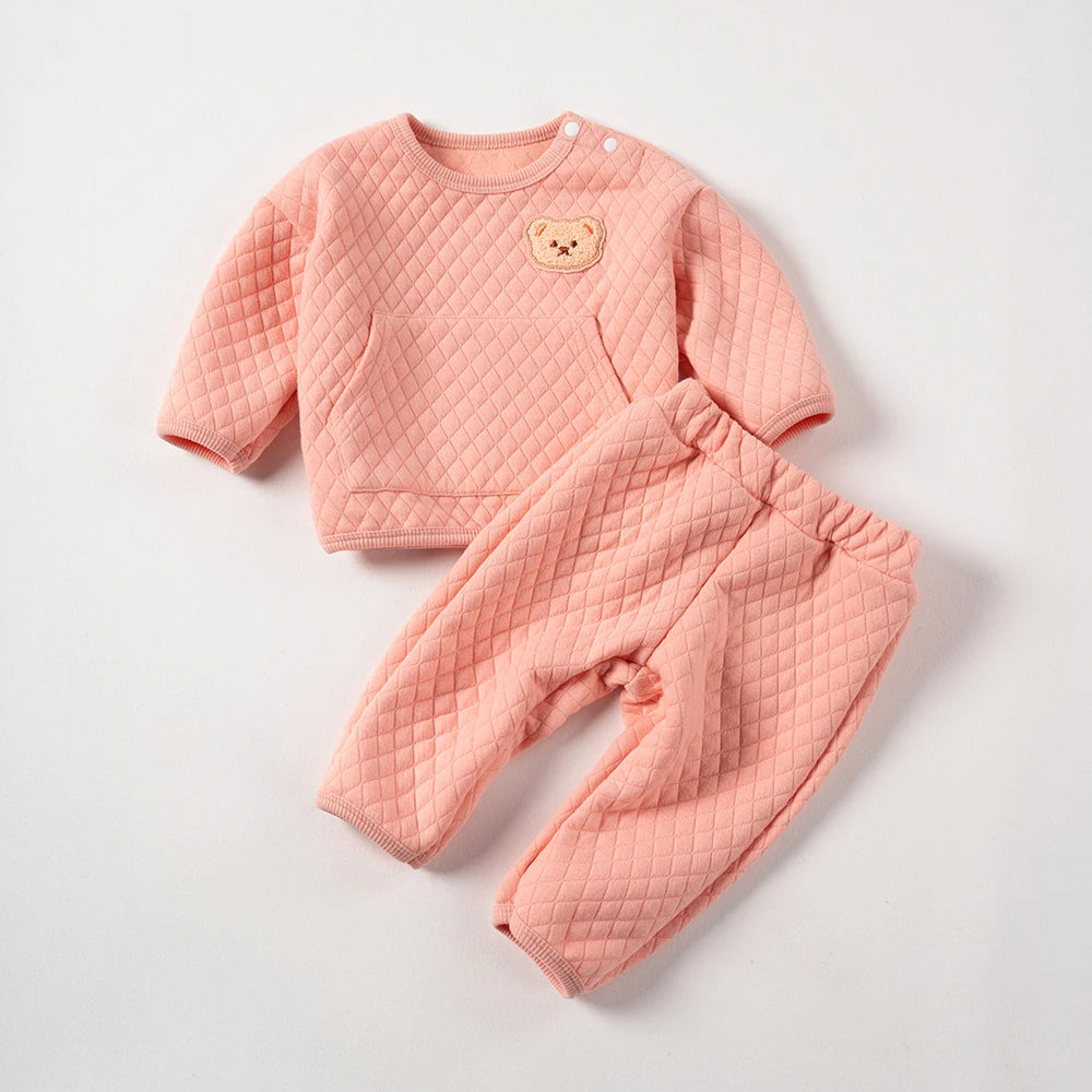Two-Piece Set Newborns Bear Winter Leisure Suit Children Cartoon Pocket Sweatshirt Baby Items Baby Stuff 0-12M