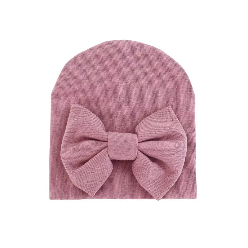 2020 Baby Girl Hat with Bow Cotton Warm Newborn Caps Infant Beanie Baby Stuff Accessories Solid Bowknot Cap for Girls Kid Hats