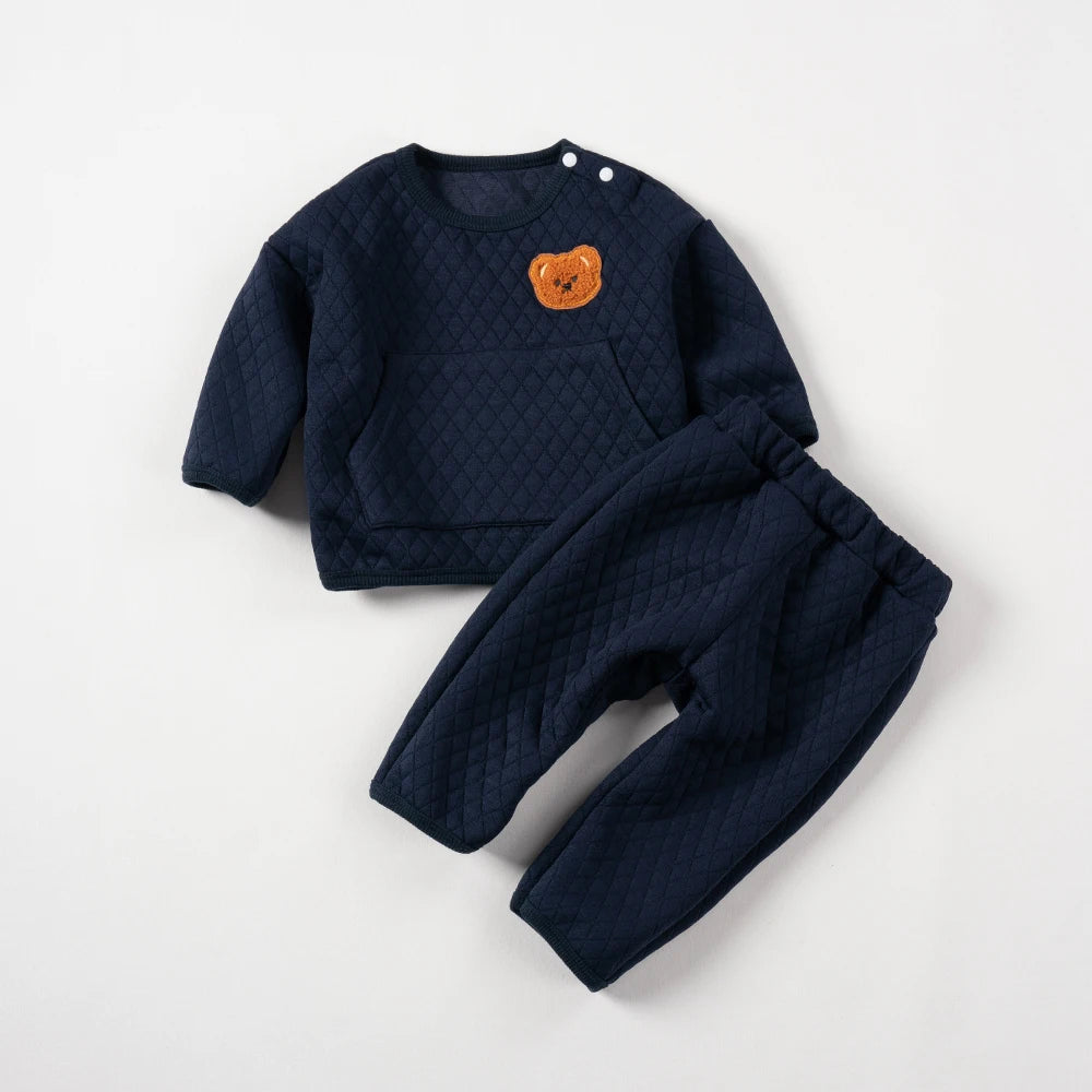 Two-Piece Set Newborns Bear Winter Leisure Suit Children Cartoon Pocket Sweatshirt Baby Items Baby Stuff 0-12M