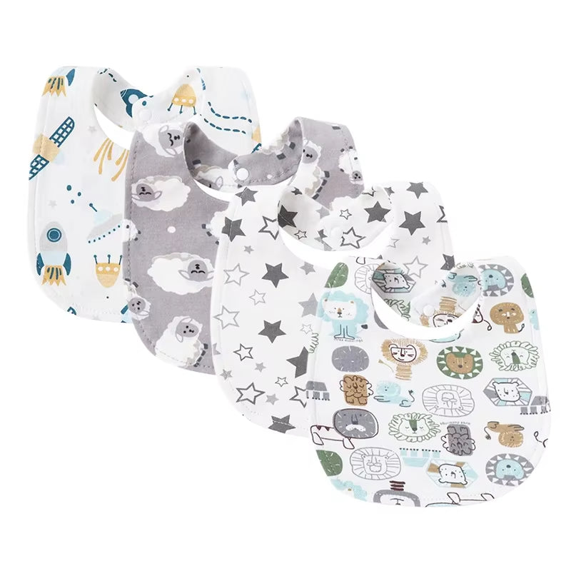 4Pcs Baby Bibs Burp Clothes Cotton Newborn Bibs for Girls Boys Baby Stuff Infant Accessories Toddler Saliva Towels Baby Care