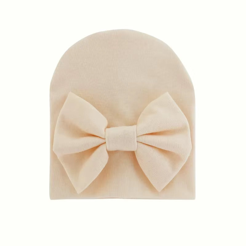 2020 Baby Girl Hat with Bow Cotton Warm Newborn Caps Infant Beanie Baby Stuff Accessories Solid Bowknot Cap for Girls Kid Hats