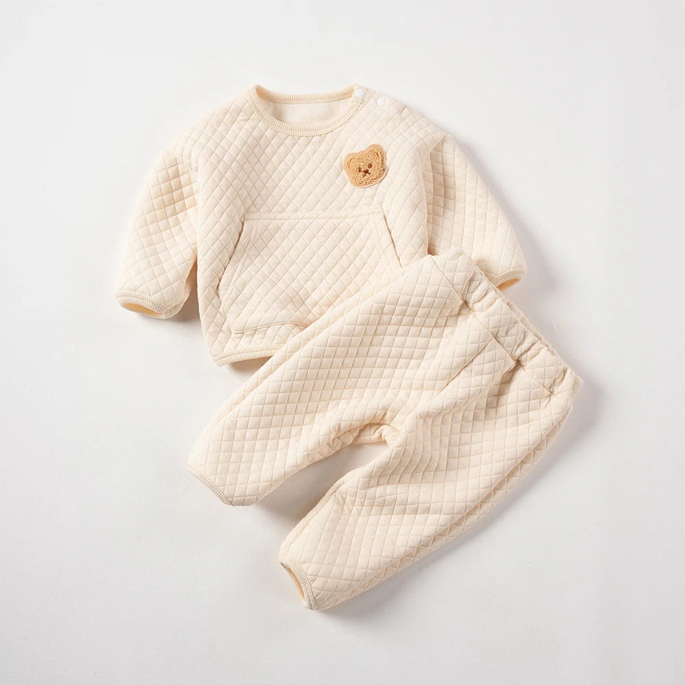 Two-Piece Set Newborns Bear Winter Leisure Suit Children Cartoon Pocket Sweatshirt Baby Items Baby Stuff 0-12M