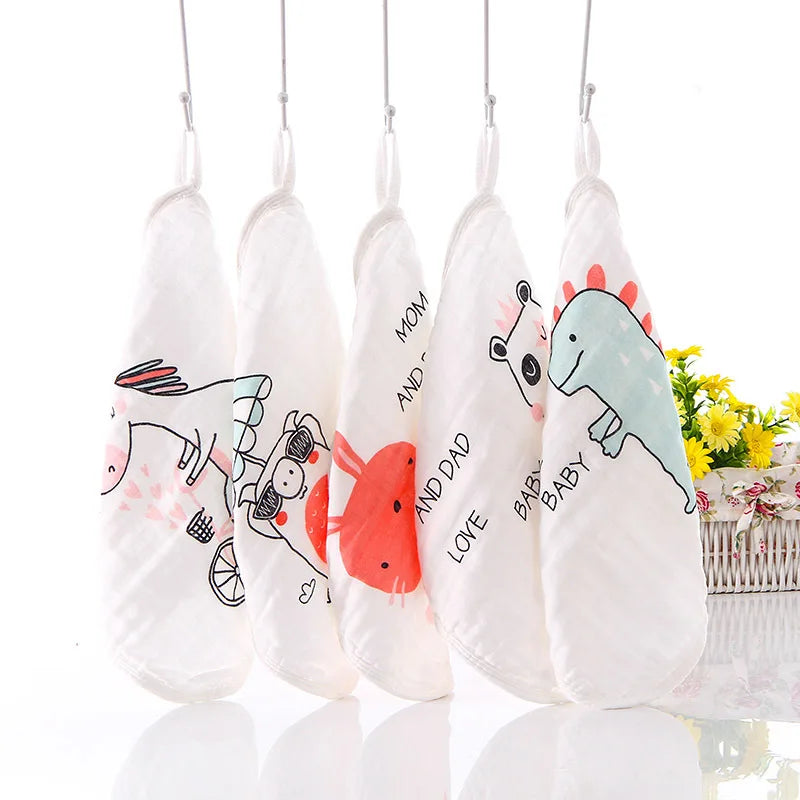 100% Cotton Square Face Towel 5Piece/Set Muslin Baby Stuff for Newborns Gauze Baby Wipes Wash Cloths