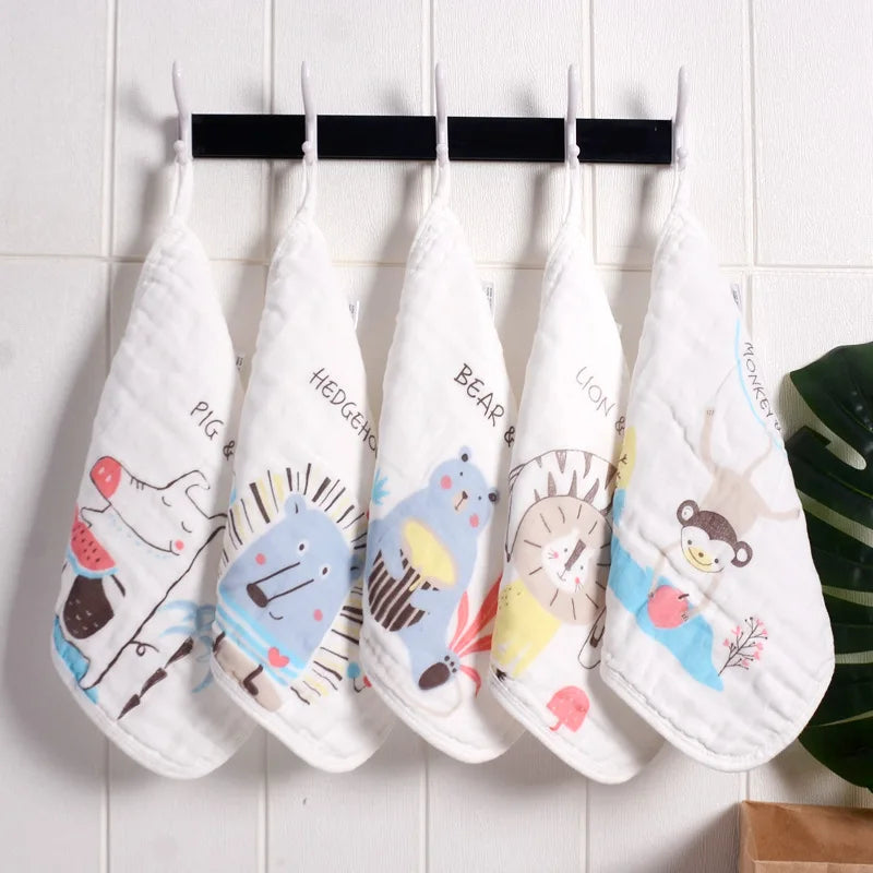 100% Cotton Square Face Towel 5Piece/Set Muslin Baby Stuff for Newborns Gauze Baby Wipes Wash Cloths
