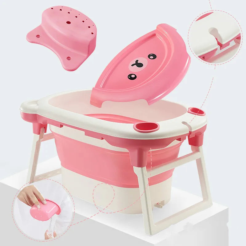 Baby Shower Portable Silicone Children Bathtub Accessories Baby Folding Anti-Skid Bathtub Swimming Pool Newborn Baby Products