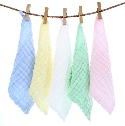 100% Cotton Square Face Towel 5Piece/Set Muslin Baby Stuff for Newborns Gauze Baby Wipes Wash Cloths