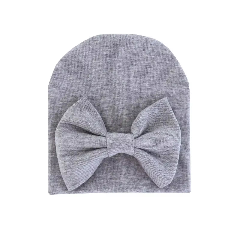 2020 Baby Girl Hat with Bow Cotton Warm Newborn Caps Infant Beanie Baby Stuff Accessories Solid Bowknot Cap for Girls Kid Hats