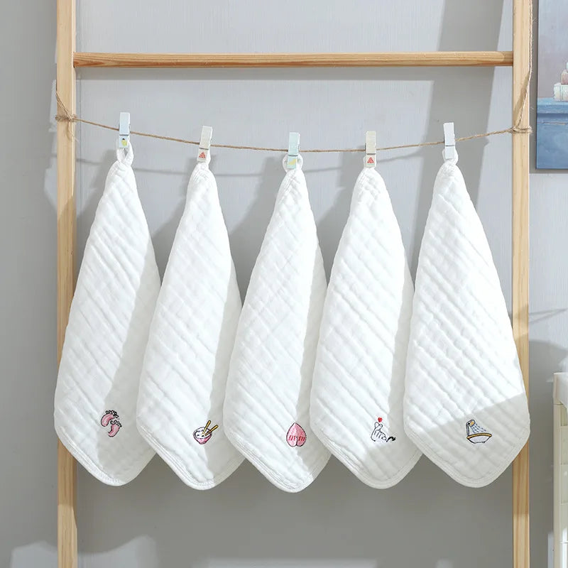100% Cotton Square Face Towel 5Piece/Set Muslin Baby Stuff for Newborns Gauze Baby Wipes Wash Cloths