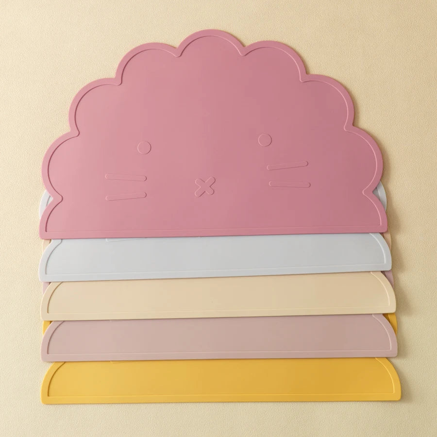 1PC Baby Silicone Placemat BPA Free Cute Cartoon Lion Shape Baby Tableware Solid Color Baby Stuff Heat Insulation Table Placemat