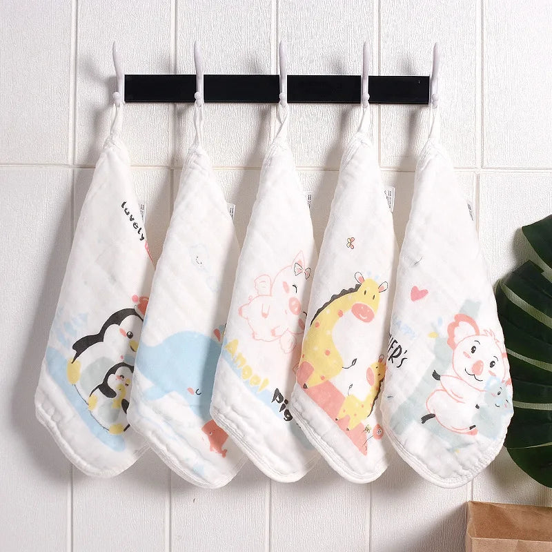 100% Cotton Square Face Towel 5Piece/Set Muslin Baby Stuff for Newborns Gauze Baby Wipes Wash Cloths