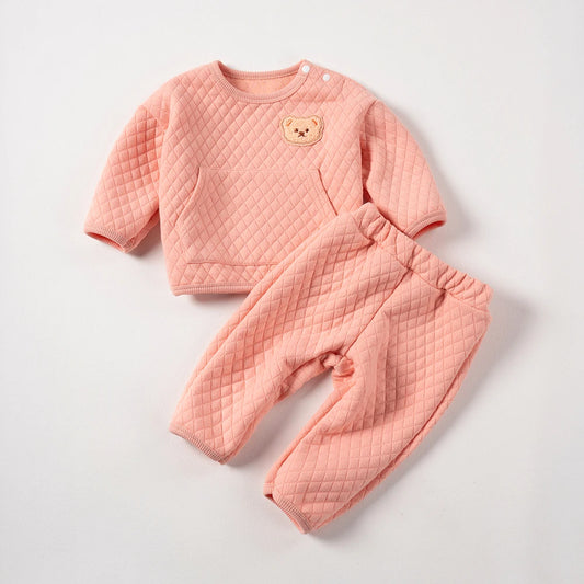 Two-Piece Set Newborns Bear Winter Leisure Suit Children Cartoon Pocket Sweatshirt Baby Items Baby Stuff 0-12M