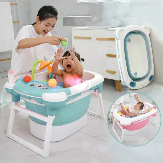 Baby Shower Portable Silicone Children Bathtub Accessories Baby Folding Anti-Skid Bathtub Swimming Pool Newborn Baby Products
