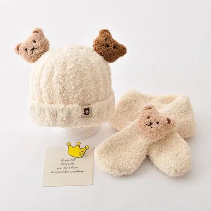 Baby Hats Winter Kids Beanie Hat Plush Scarf Warm Ear Protection Caps Windproof Knitted Earflaps Hat Chlidren Baby Stuff