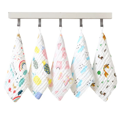 100% Cotton Square Face Towel 5Piece/Set Muslin Baby Stuff for Newborns Gauze Baby Wipes Wash Cloths