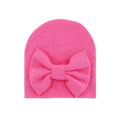 2020 Baby Girl Hat with Bow Cotton Warm Newborn Caps Infant Beanie Baby Stuff Accessories Solid Bowknot Cap for Girls Kid Hats