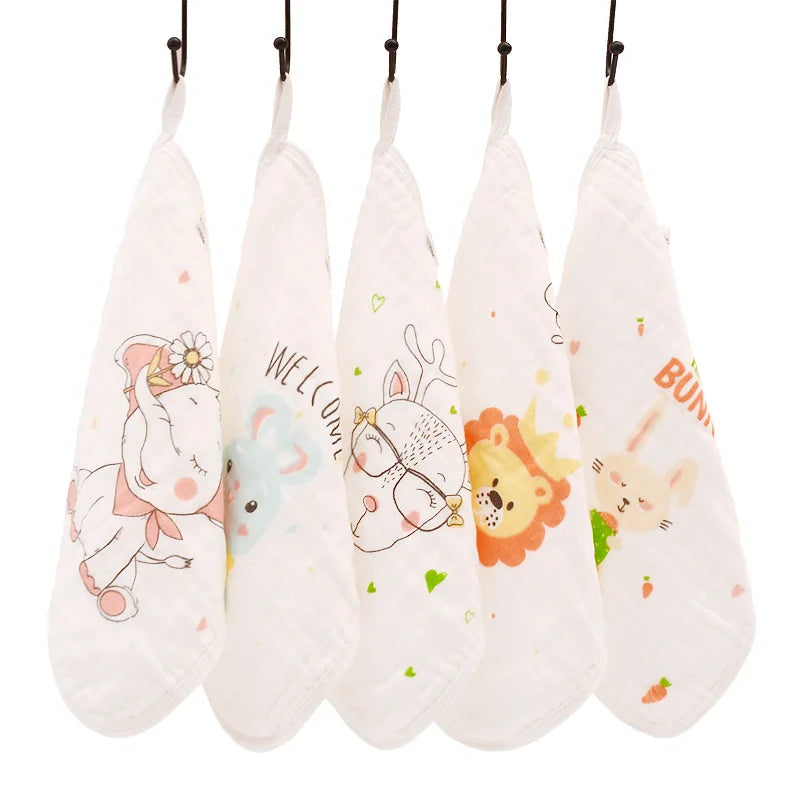 100% Cotton Square Face Towel 5Piece/Set Muslin Baby Stuff for Newborns Gauze Baby Wipes Wash Cloths