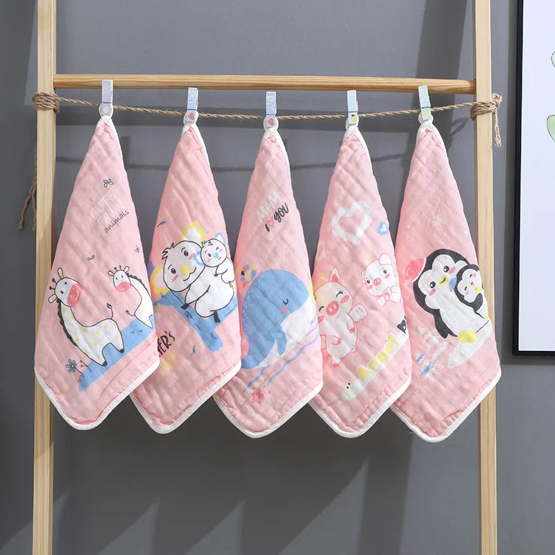 100% Cotton Square Face Towel 5Piece/Set Muslin Baby Stuff for Newborns Gauze Baby Wipes Wash Cloths