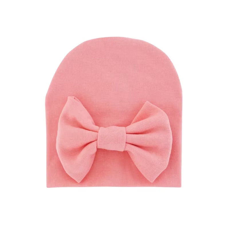2020 Baby Girl Hat with Bow Cotton Warm Newborn Caps Infant Beanie Baby Stuff Accessories Solid Bowknot Cap for Girls Kid Hats