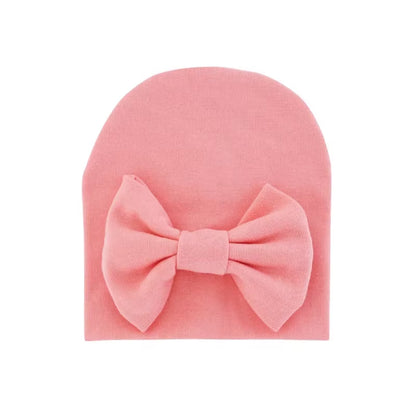 2020 Baby Girl Hat with Bow Cotton Warm Newborn Caps Infant Beanie Baby Stuff Accessories Solid Bowknot Cap for Girls Kid Hats