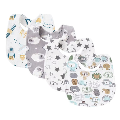 4Pcs Baby Bibs Burp Clothes Cotton Newborn Bibs for Girls Boys Baby Stuff Infant Accessories Toddler Saliva Towels Baby Care