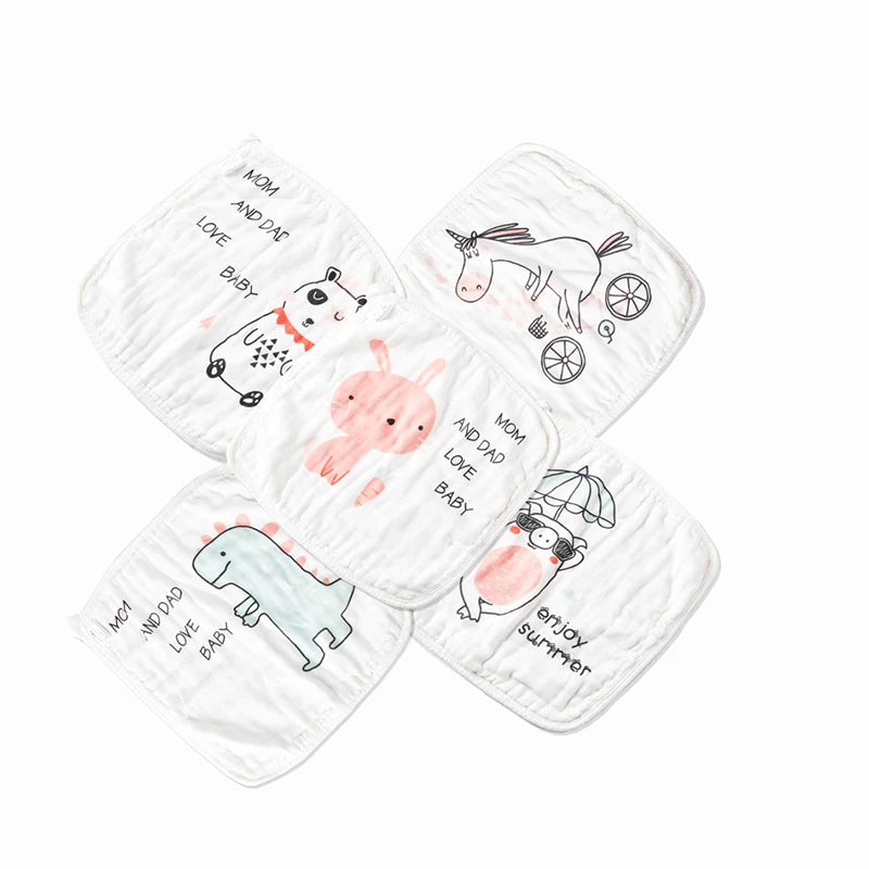 100% Cotton Square Face Towel 5Piece/Set Muslin Baby Stuff for Newborns Gauze Baby Wipes Wash Cloths