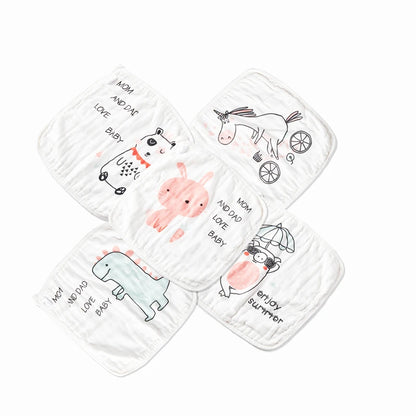 100% Cotton Square Face Towel 5Piece/Set Muslin Baby Stuff for Newborns Gauze Baby Wipes Wash Cloths