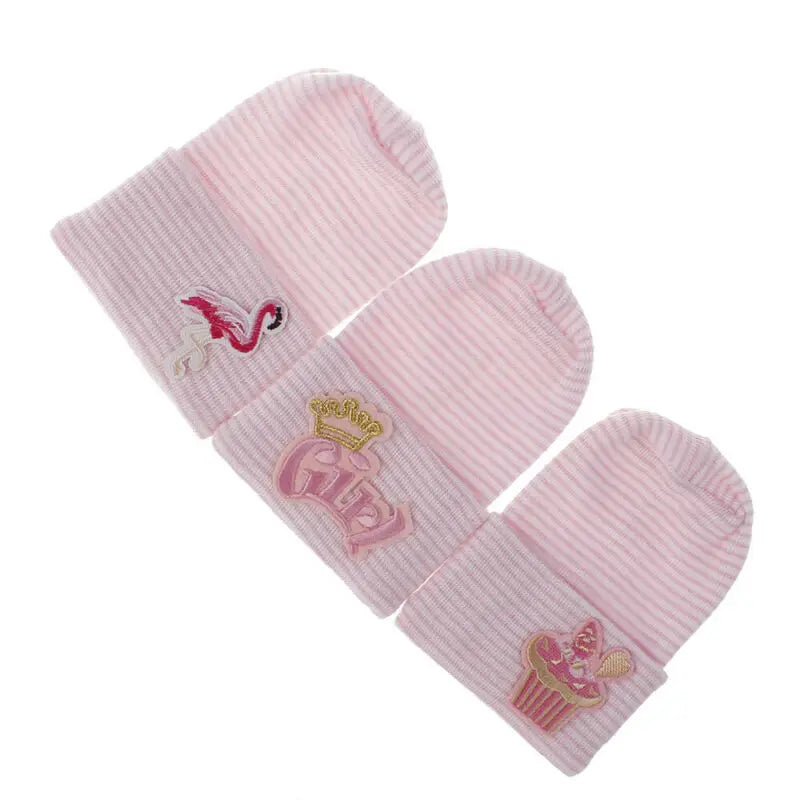 2020 Baby Stuff Accessories Baby Soft Turban Newborn Hat Lovely Winter Warm Beanie Crochet Knit Embroidery Patch Cap