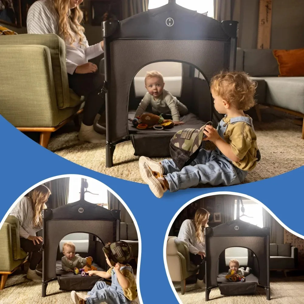 5 in 1 Portable Playard and Bassinet Bedside Sleeper for Newborn to Toddler, Unisex, Black