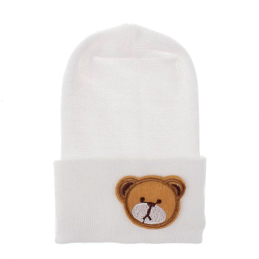 2020 Baby Stuff Accessories Baby Soft Turban Newborn Hat Lovely Winter Warm Beanie Crochet Knit Embroidery Patch Cap
