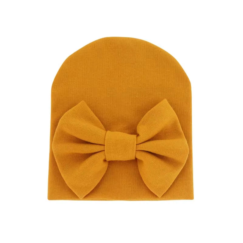 2020 Baby Girl Hat with Bow Cotton Warm Newborn Caps Infant Beanie Baby Stuff Accessories Solid Bowknot Cap for Girls Kid Hats